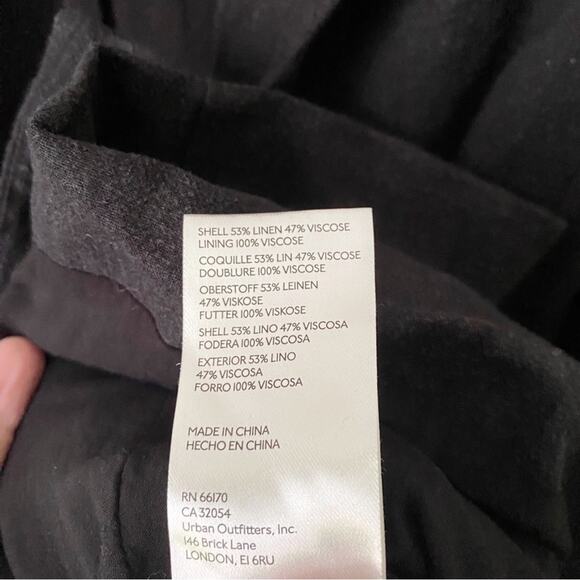 Free People | Linen Blend Belted Blazer Jacket Fall Dark Academia Black Small - Picture 6 of 6